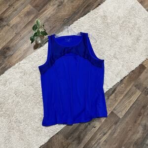 LIVI Lane Bryant Size 18/20 Royal Blue Mesh Center Cutout Keyhole Tank Top